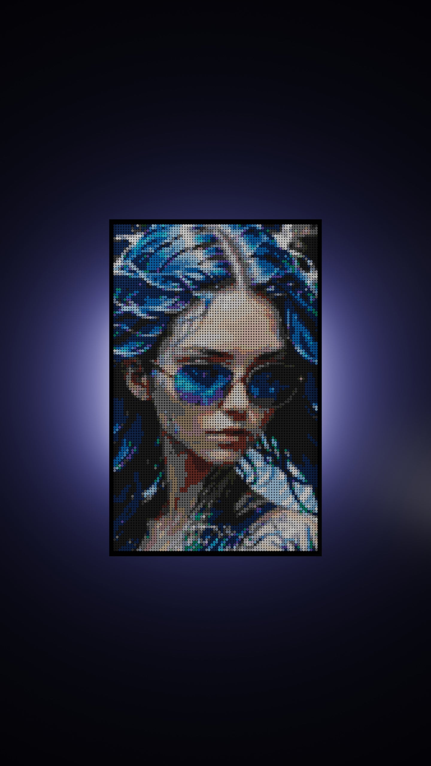Aqua Enchantress LEGO® Style mosaic wall art made from colorful plastic bricks